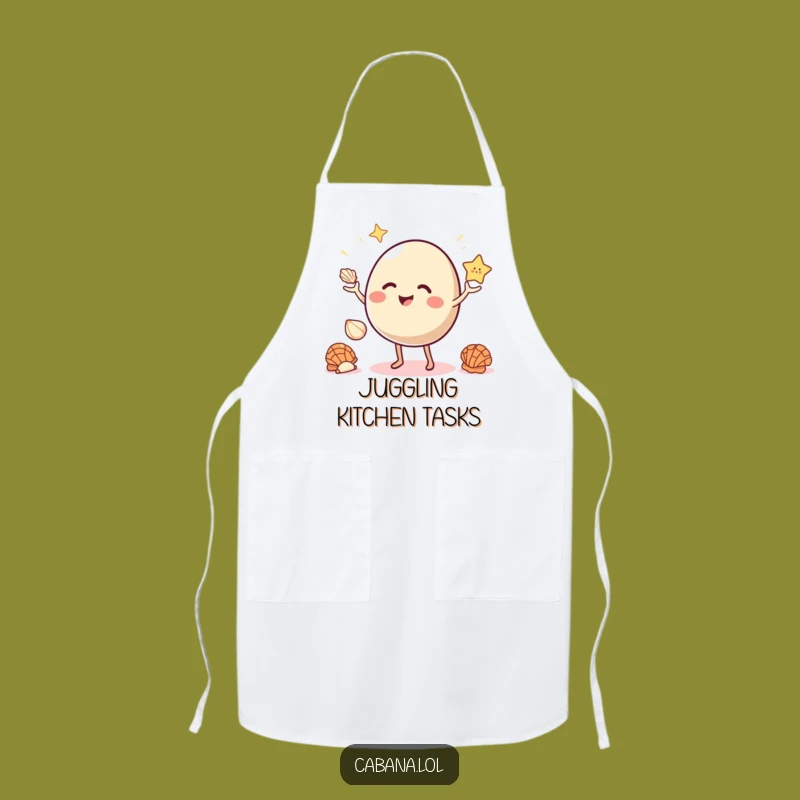 Funny Bouncy Juggler Apron: Kitchen Seashells Balance Chef Gift