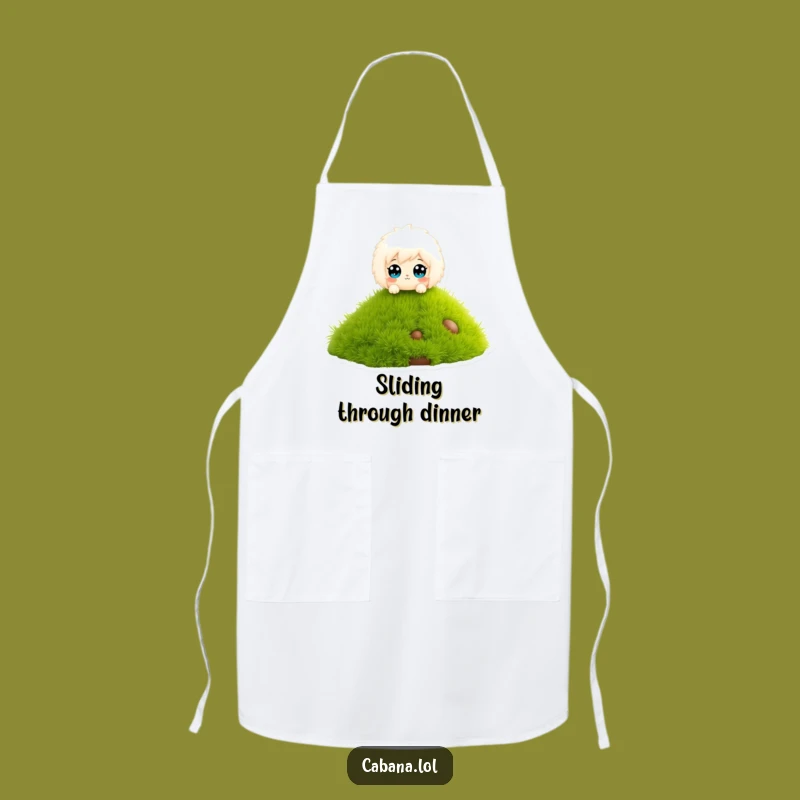 Funny Fluffy Character Apron: Kitchen Wide Eyes Slide Chef Gift