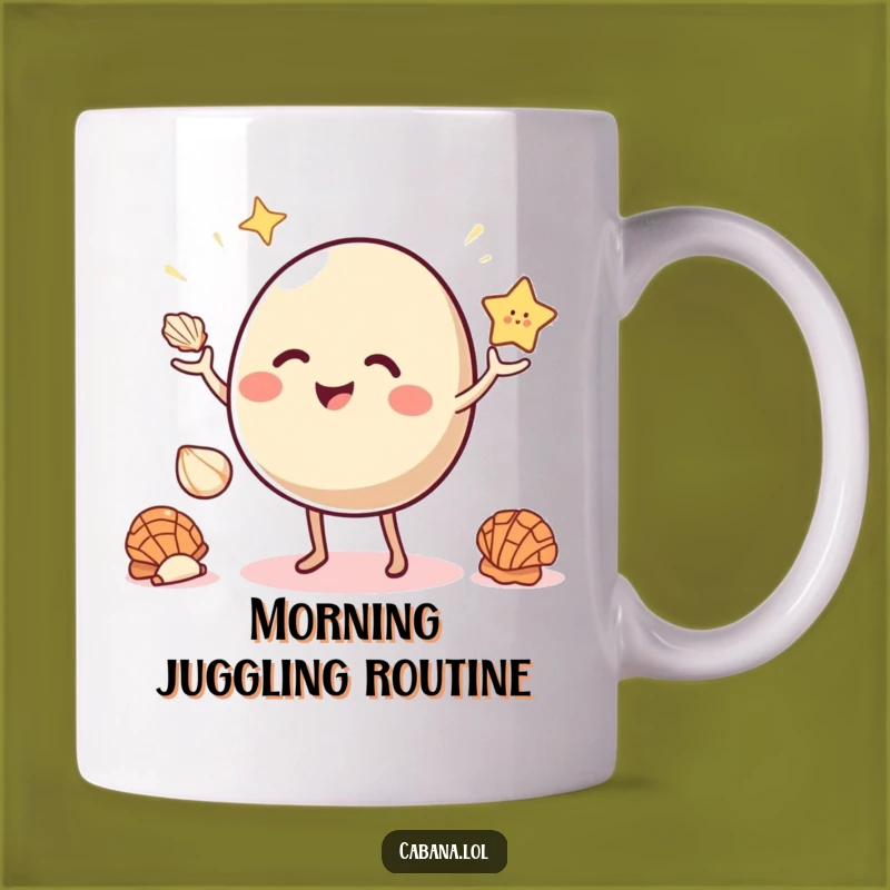 Funny Bouncy Juggler Mug: Giggling Seashells Balance - Hilarious Gift Idea