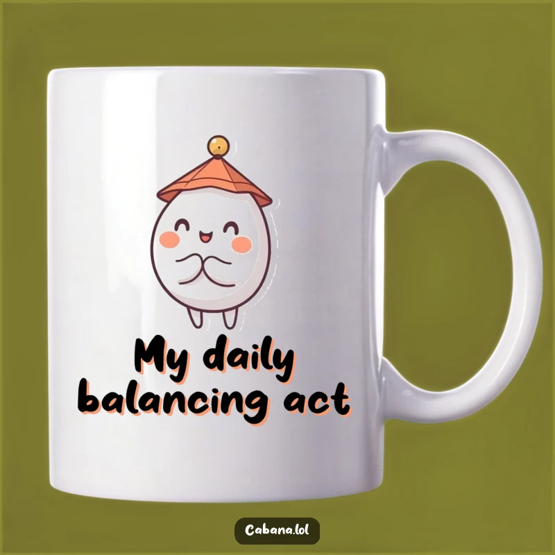 Funny Wobbly Character Mug: Adorable Tiny Hat Umbrella Balance for a Hilarious Gift