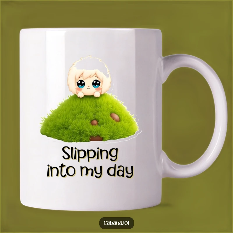 Funny Fluffy Character Mug: Wide Eyes Slide Fun - Hilarious Gift