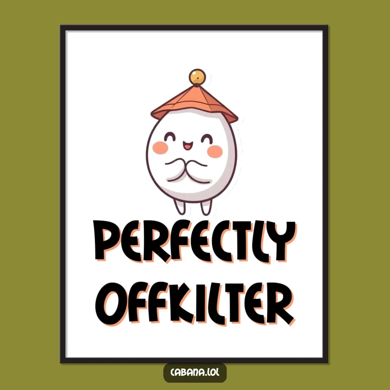 Funny Wobbly Character Digital Art: Tiny Hat Umbrella Balance Print - Gift