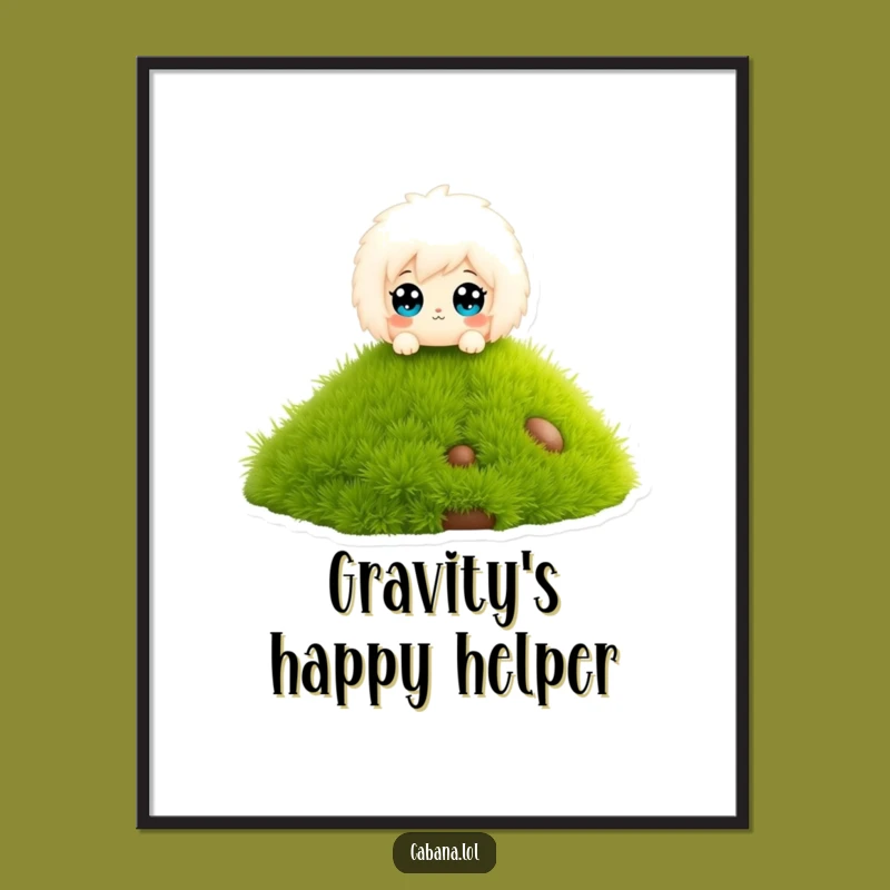 Funny Fluffy Character Digital Art: Wide Eyes Slide Print - Gift