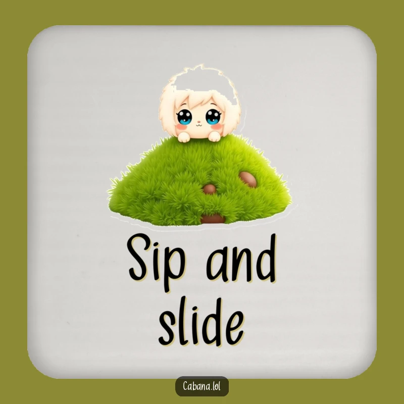 Funny Fluffy Character Coaster: Wide Eyes Slide Drink Protector - Gift