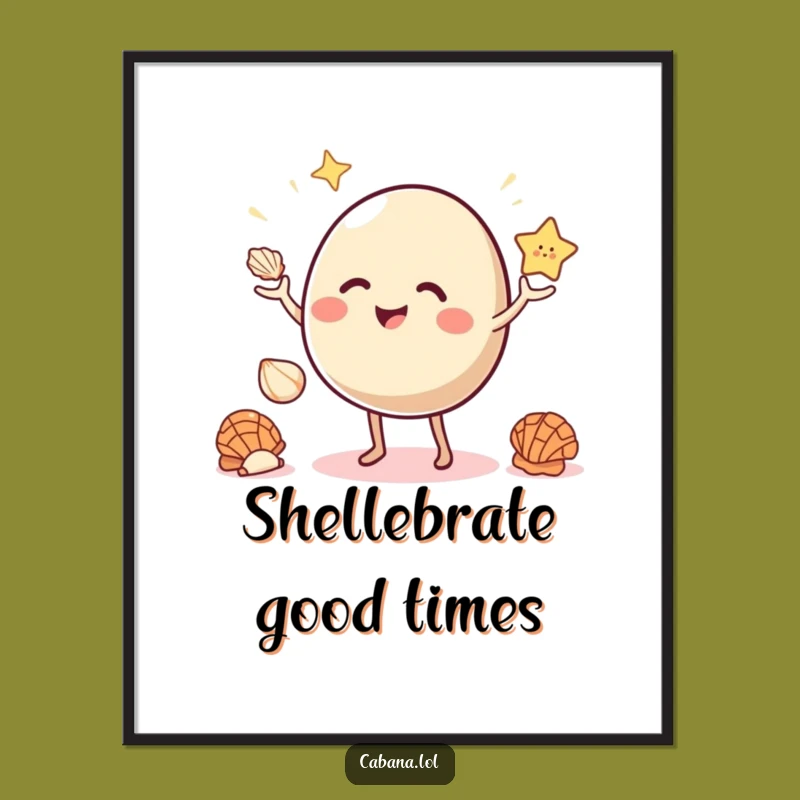 Funny Bouncy Juggler Poster: Seashells Balance Wall Art - Perfect Gift