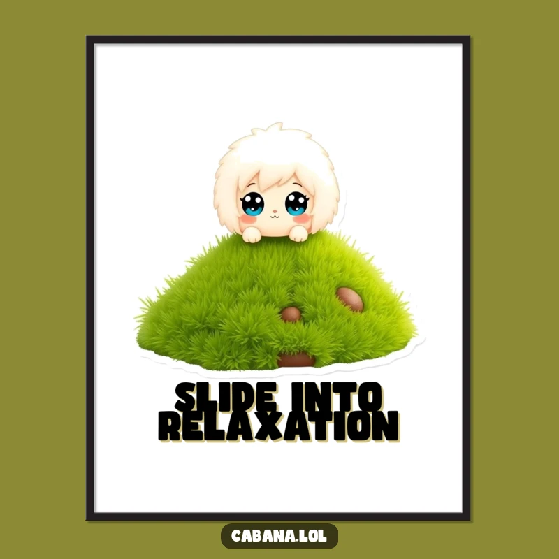 Funny Fluffy Character Poster: Wide Eyes Slide Wall Art - Perfect Gift