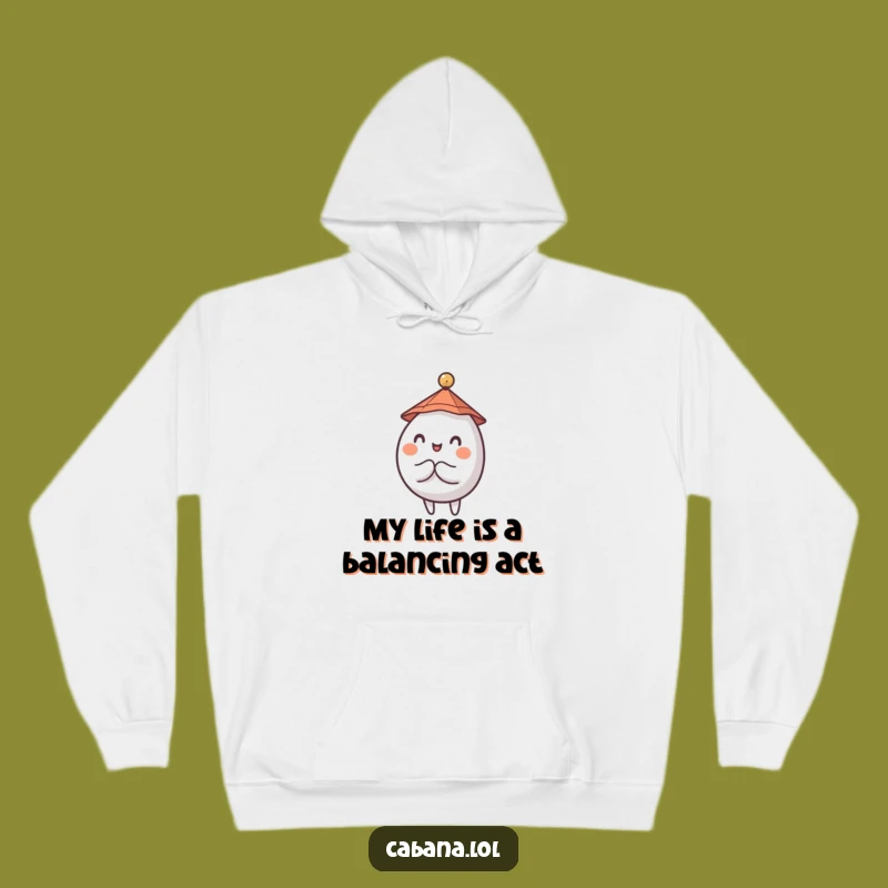 Funny Wobbly Character Hoodie: Cozy Tiny Hat Umbrella Balance Sweatshirt - Great Gift
