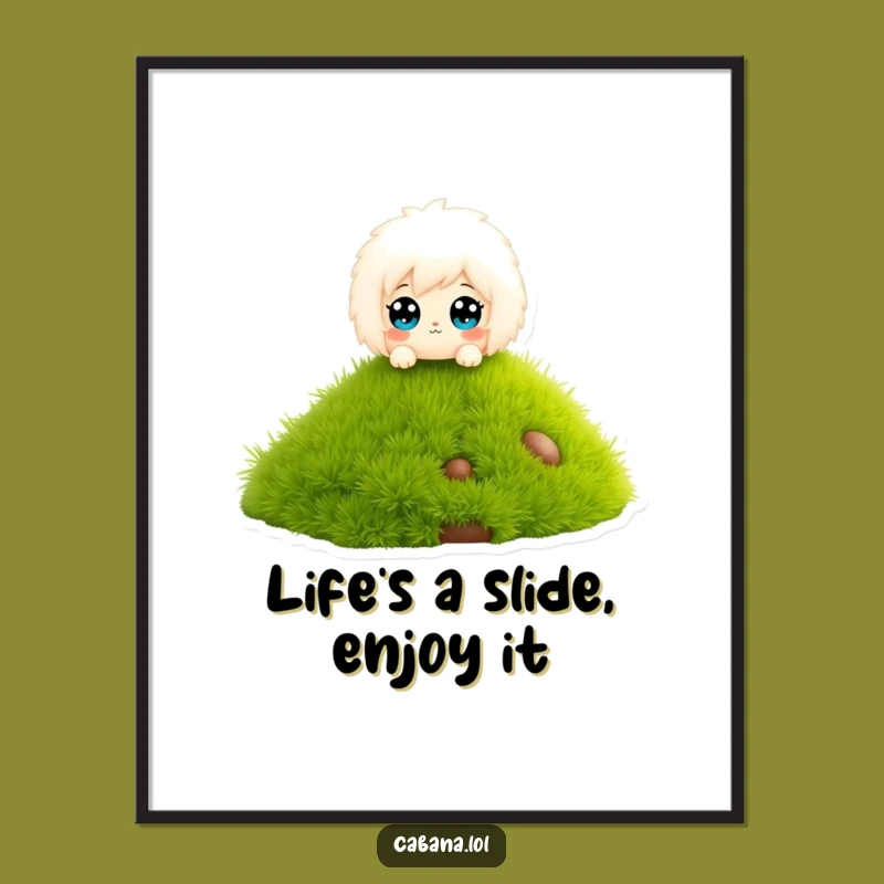 Free Printable Wall Art: Fluffy Character Sliding Funny Downloadable Art