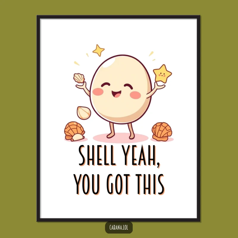 Free Printable Wall Art: Juggling Seashells Bouncy Object Funny Downloadable Art