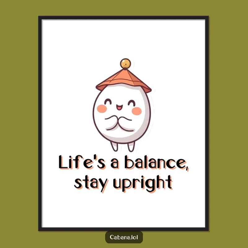 Free Printable Wall Art: Wobbly Character Balancing Act Funny Downloadable Art