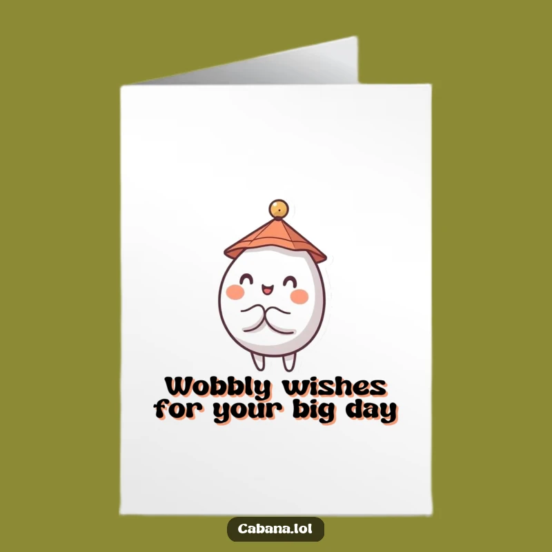 Free Printable Birthday Card: Wobbly Character Balancing Act Funny Downloadable Gift