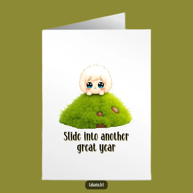 Free Printable Birthday Card: Fluffy Character Sliding Funny Downloadable Gift