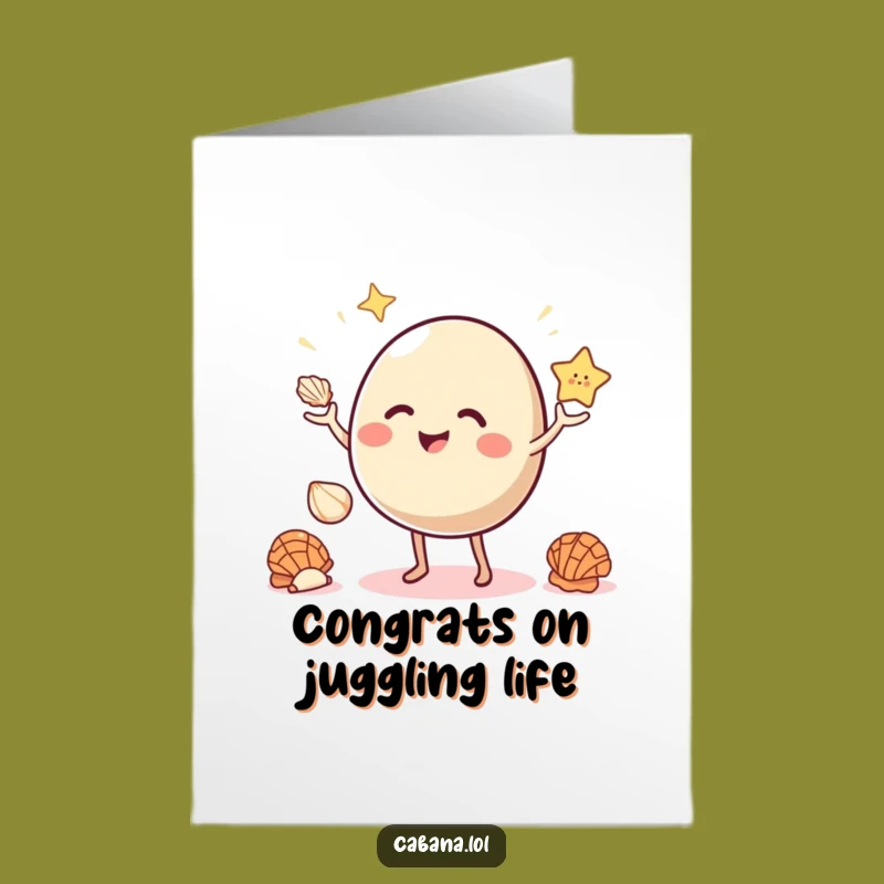 Free Printable Congratulations Card: Juggling Seashells Bouncy Object Funny Downloadable