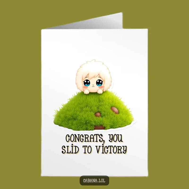 Free Printable Congratulations Card: Fluffy Character Sliding Funny Downloadable
